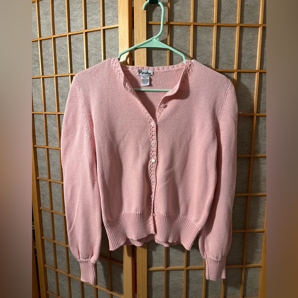 Vintage Pink Cotton Cardigan, size small